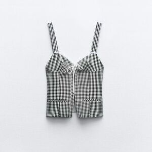 Zara Black and White Gingham Top size S